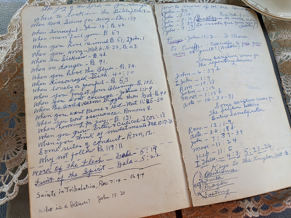 notes in Granny's Bible